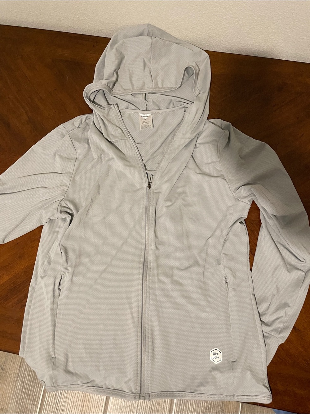 Light Gray Hooded Women's Jacket - Lightweight Zip Front